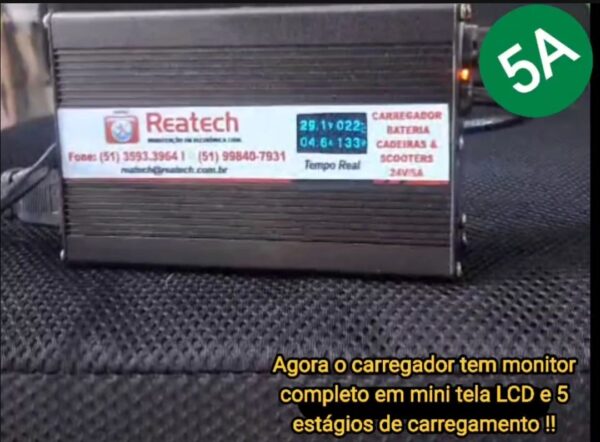 [Novo] Carregador Reatech LCD 5A com monitorização tempo real - Todas cadeiras & scooters
